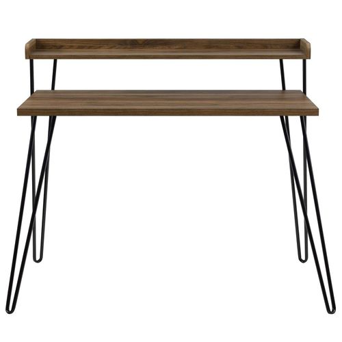 Bureau Avec 1 Étagère En Effet Noyer Marron