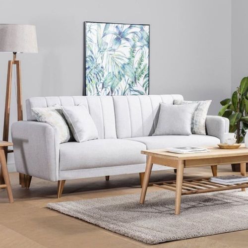 Canapé Lit 3 Places En Lin Avec 2 Coussins - L210 Cm