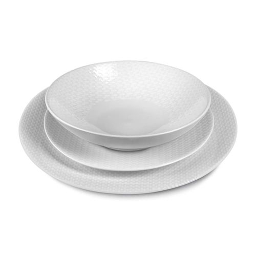 Assiette Salade Et Pâtes En Grès Blanc