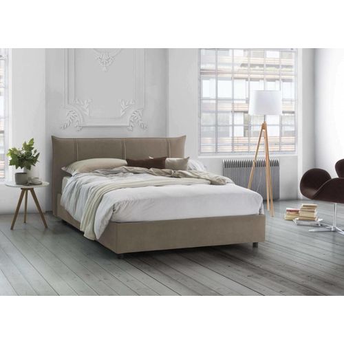 Lit Double En Tissu Gris Tourterelle 160x190 Cm