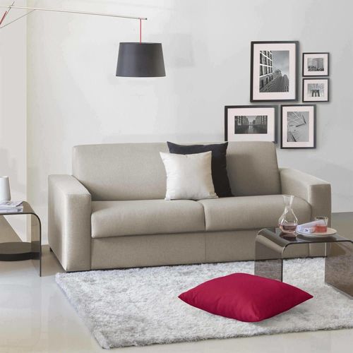 Canapé Lit 2 Places En Tissu Gris Tourterelle 200x95h90 Cm