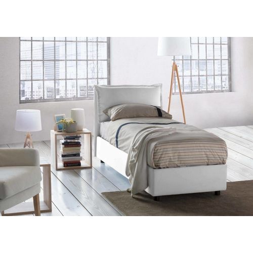 Lit Simple En Tissu Blanc 90x190 Cm
