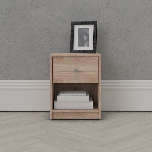 Table De Chevet 1 Tiroir Et 1 Niche L37,9 Cm - Effet Bois Clair