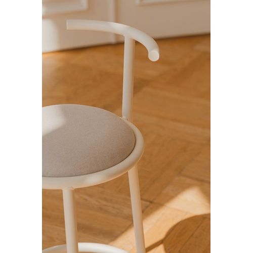 Tabouret De Bar En Acier Peint Par Poudrage, Fibre Synthétique, Beige