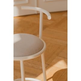 Tabouret De Bar En Acier Peint Par Poudrage, Fibre Synthétique, Beige