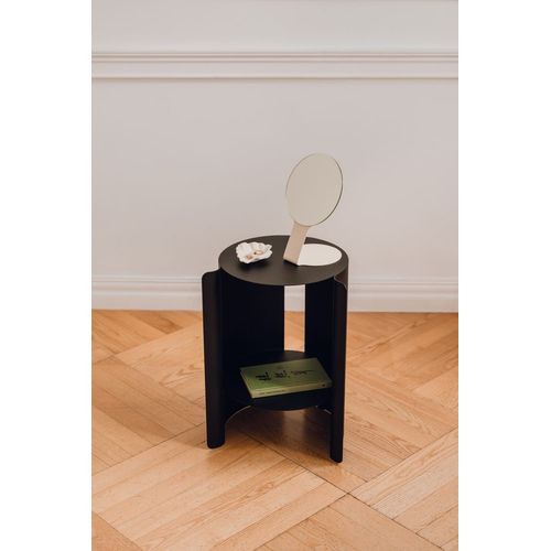 Table D'appoint Avec Étagère En Acier Peint Par Poudrage, Noir