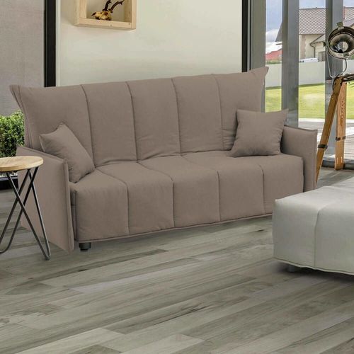 Canapé Lit 2 Places En Tissu Gris Tourterelle 150x90h85 Cm