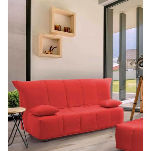 Canapé Lit 3 Places En Tissu Rouge 165x90h85 Cm