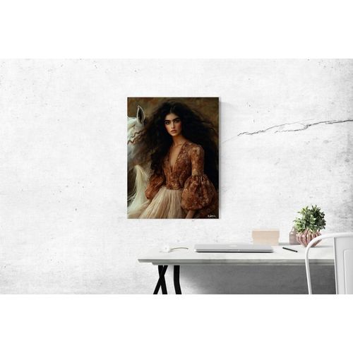 Tableau Femme avec cheval alu dibond 100x75