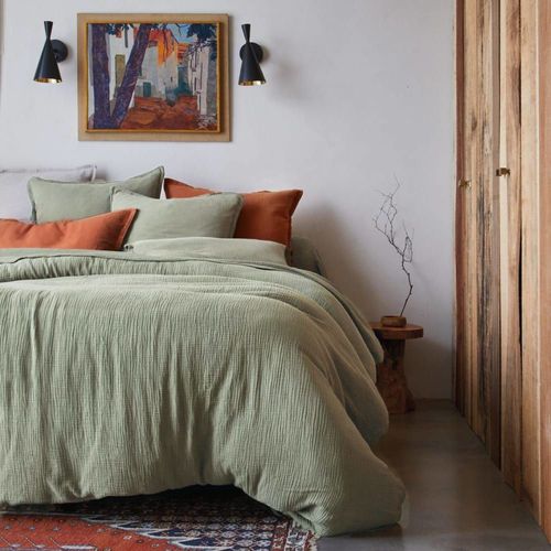 Taie D'oreiller En Gaze De Coton Vert 45 X 190 Cm