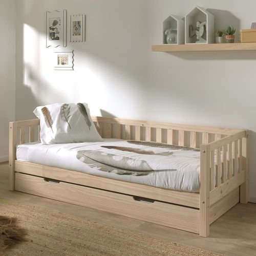 Lit Gigogne 90x200cm En Pin Naturel