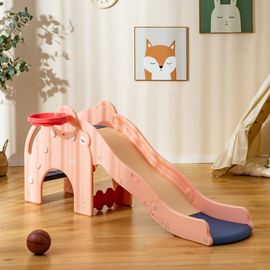 Toboggan Enfant 4 En 1 Forme D'éléphant Rose