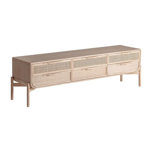 Meuble Tv En Bois De Frêne Brun Clair, 170x40x50 Cm