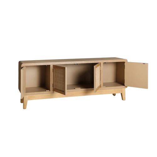 Meuble Tv En Bois De Sapin Brun Clair, 160x40x63 Cm