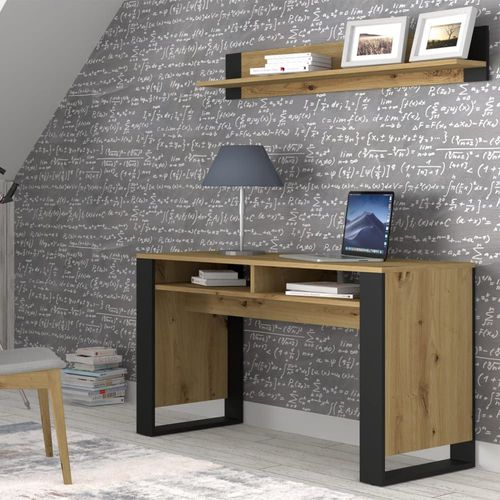 Bureau Stratifiés Beige Et Noir Mat