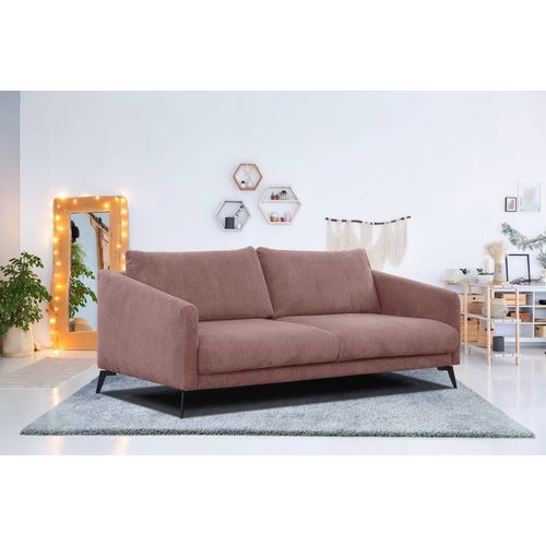 Canapé Droit Xxl 3 Places Tissu Vieux Rose
