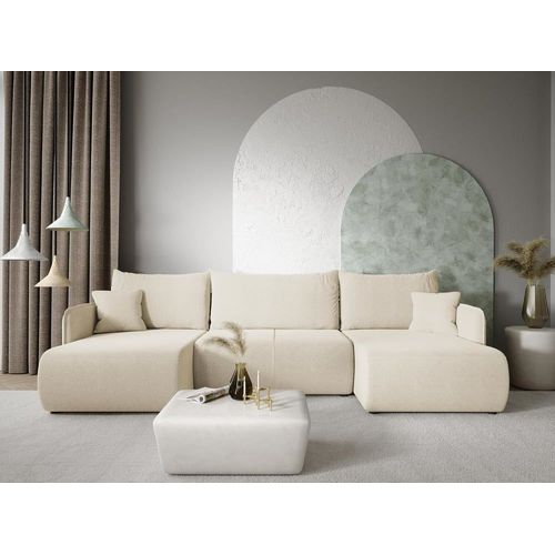 Canapé Panoramique 6 Places En Tissu Beige