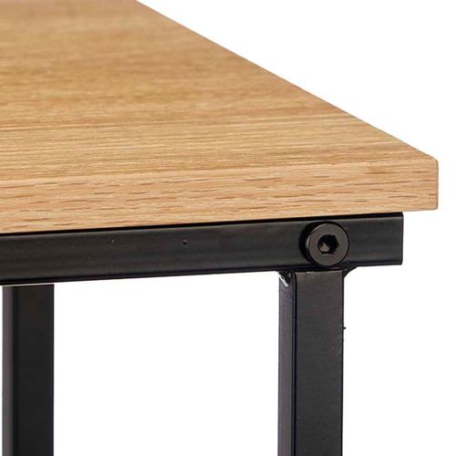 Table D'appoint Bout De Canapé Métal Noir Et Bois 40x26x58cm