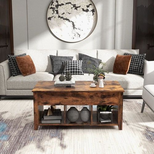 Table Basse Salon À Plateau Relevable Moderne 105x52x63cm