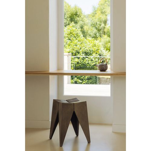 Tabouret Design Brutaliste En Béton Gris - 45x35cm