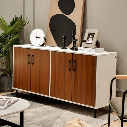 Buffet Meuble De Rangement Blanc 148 X 40 X 75,5cm