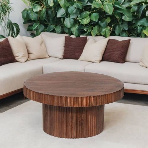 Table Basse En Manguier Massif Vernis Teinté Noyer