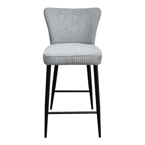 Tabouret De Bar Tissu Gris Clair Chiné Pieds Métal Noir Mat