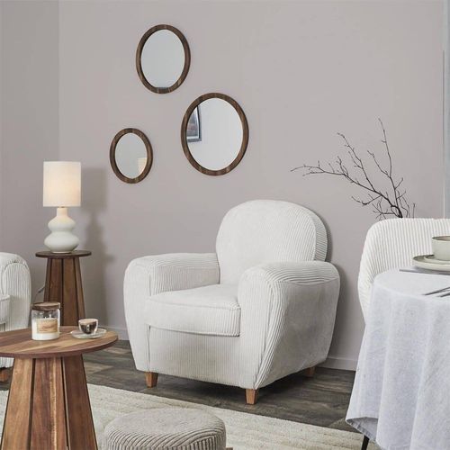 Fauteuil Club Tissu Velours Côtelé Beige