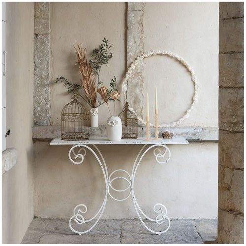 Table De Jardin Champêtre Rectangulaire En Métal 120 X 40 X 81 Cm