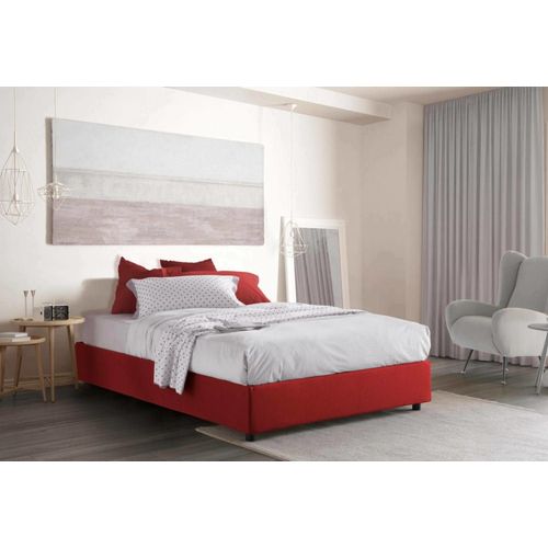 Lit Double En Tissu Rouge 160x190 Cm