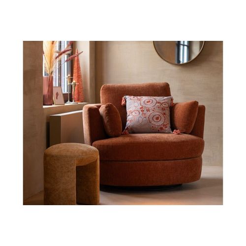Fauteuil Pivotant À 360° En Velours Texturé Rouille