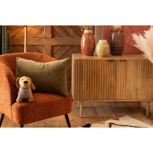 Fauteuil De Salon En Velours Chiné Orange Terracotta