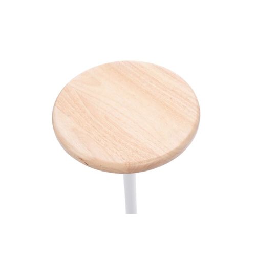 Tabouret Design En Chêne Et Métal Blanc H75