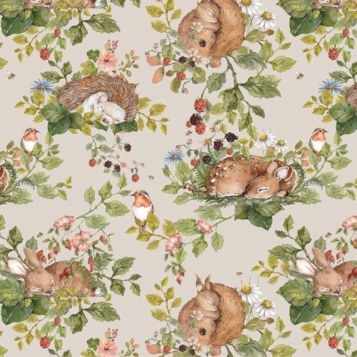 Papier peint La sieste des animaux beige 50x280cm