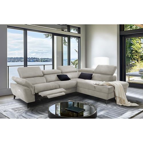 Canapé D'angle Droit Relax Électrique Tissu Beige 5 Places
