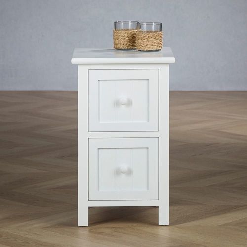Table De Chevet 2 Tiroirs, Blanc