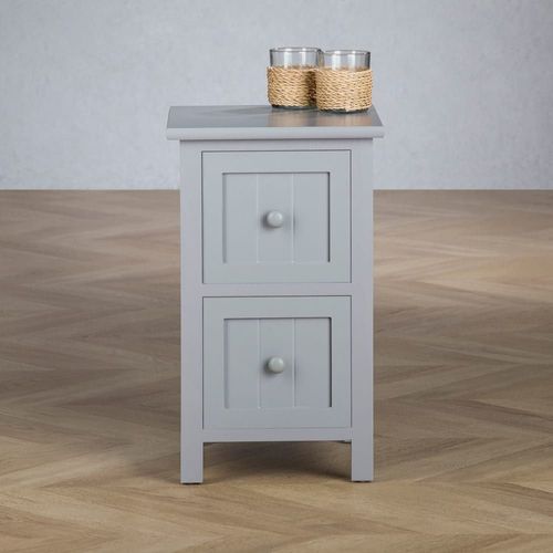Table De Chevet 2 Tiroirs, Gris