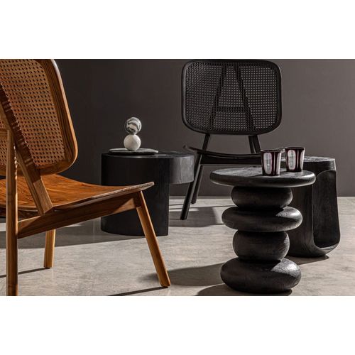 Table Basse Ronde En Bois De Manguier D40 Noir
