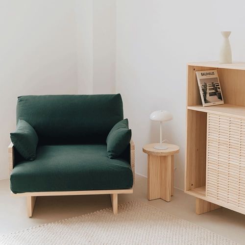 Fauteuil Vert En Pin Naturel 94,5 Cm Verni