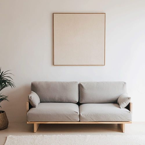 Canapé Deux Places Gris Clair En Pin Massif 183 Cm Verni