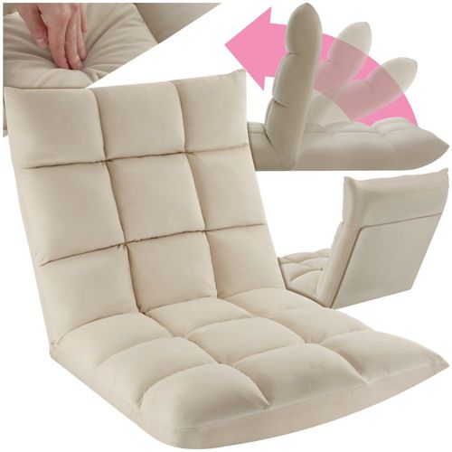 Fauteuil Relax 2 En 1 En Velours Réglable En 14 Positions Beige