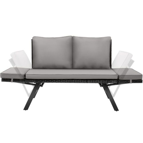 Canapé Lounge En Rotin 2 En 1 Résistant Aux Uv Gris Clair