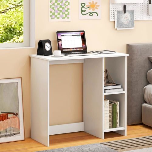 Bureau D'ordinateur Avec 2 Compartiments Blanc 40 X 80 X74 Cm