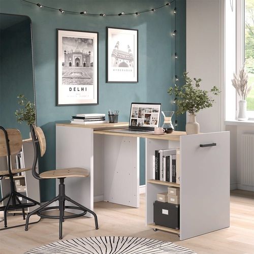 Bureau Extensible, Greige/Chêne Artisan 60 X 78cm