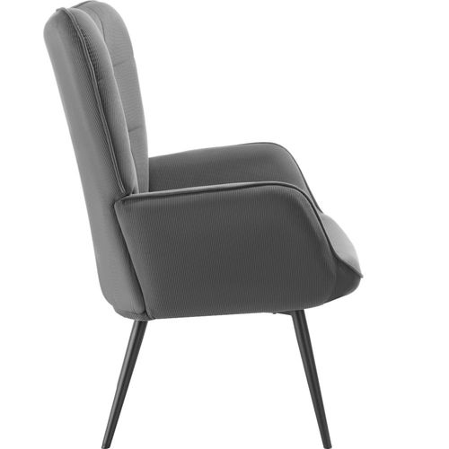 Fauteuil Rembourré Ergonomique Avec Revêtement Velours Gris/Noir