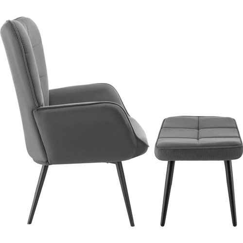 Fauteuil Rembourré Ergonomique Avec Tabouret Max 150 Kg Gris/Noir