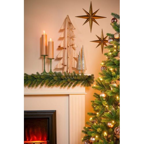 Décoration sapin de Noël en pin marron H78