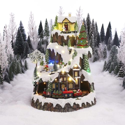 Village de Noël miniature village de montagne avec train D31