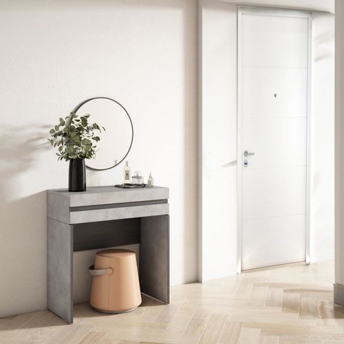 Console D´Entrée Effet Bois Ciment 70x35x75cm