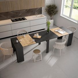 Console Extensible Effet Bois Noir Et Chêne 302x90x77cm